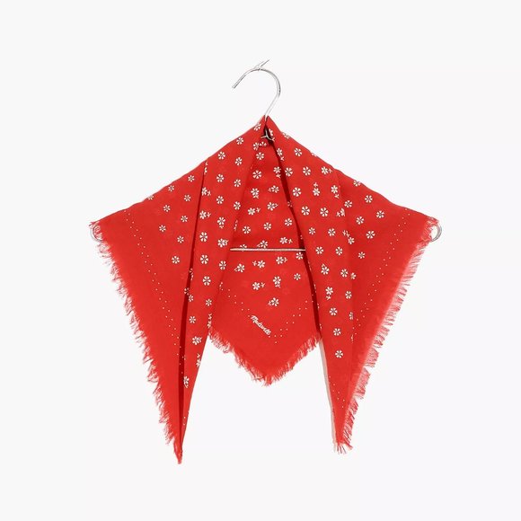 [NWT] Madewell Organic Cotton Bandana in Fringed Red - Picture 2 of 3